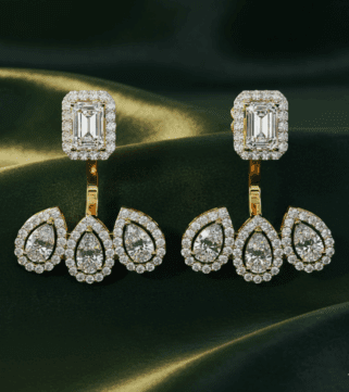 Aurora Halo Diamond Drop Earrings