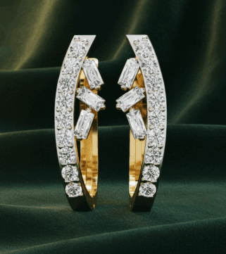 Dual Halo Diamond Arc Earrings
