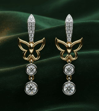 Butterfly Halo Diamond Cascade Earrings