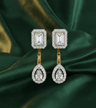 Emerald Mirage Diamond Drop Earrings
