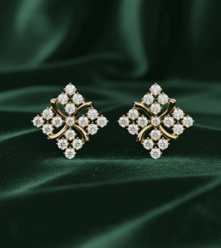 Diamond Clover Halo Earrings