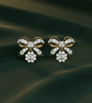 Diamond Bow Filigree Earrings