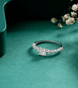 Emerald Cascade Halo Ring