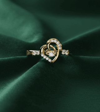 Intertwined Heart Solitaire Ring