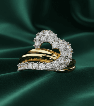 Emerald Halo Heart Ring