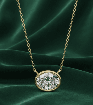 Diamond Halo Oval Pendant