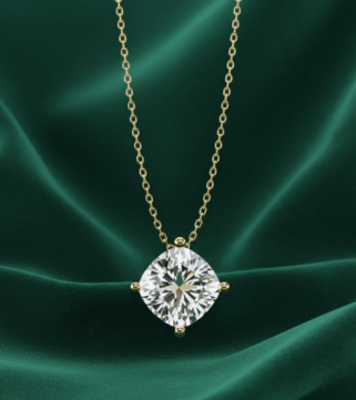 Diamond Solitaire Cushion Pendant