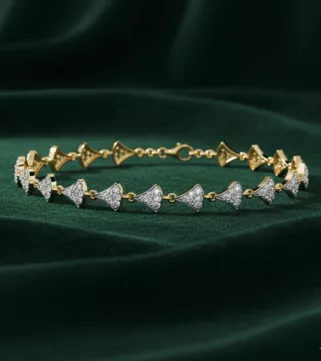 Diamond Crescent Ribbon Bracelet