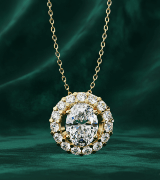Diamond Halo Oval Pendant