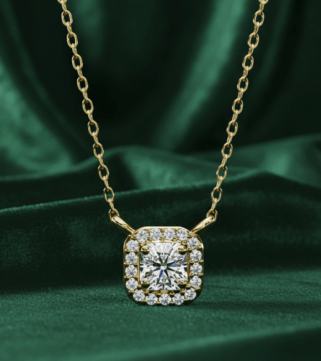 Diamond Halo Square Pendant
