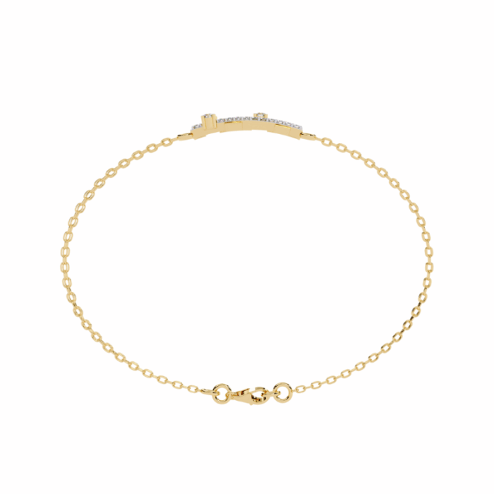 Celestial Crossbar bracelet with lab-grown diamonds in a sleek minimalist bar design
