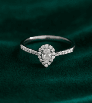 Diamond Pear Halo Ring