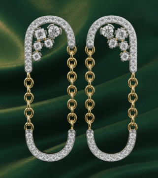 Crescent Cascade Diamond Earrings