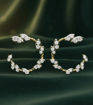 Aurora Leaf Diamond Hoops