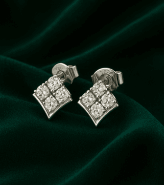 Diamond Grid Square Stud Earrings