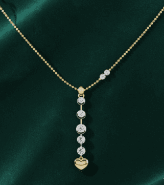 Luxe Diamond Drop Pendant with Heart Accent