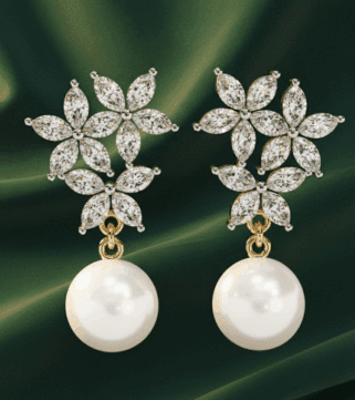 Pearl Blossom Diamond Earrings