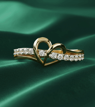 Golden Heartline Diamond Ring