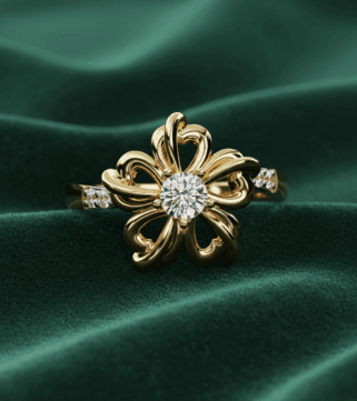 Verdant Crescent Diamond Ring