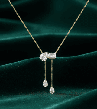 Luminous Cascade Diamond Bow Necklace