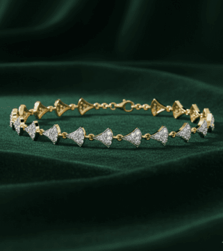 Diamond Crescent Ribbon Bracelet