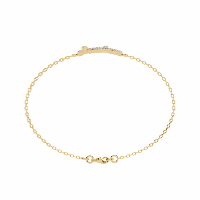 Celestial Crossbar bracelet with lab-grown diamonds in a sleek minimalist bar design