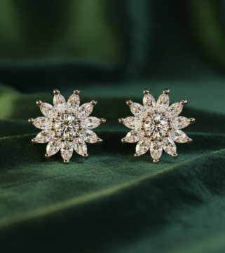 Snowflare Diamond Floral Stud Earrings
